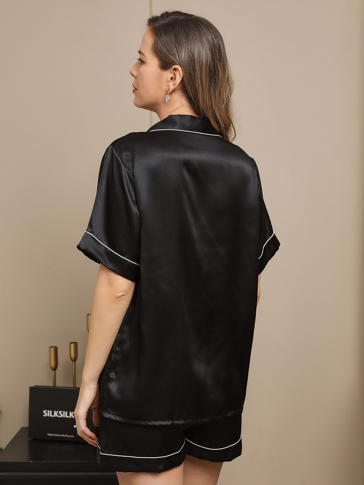 [Svart] SilkSilky-NO Womens Pajamas 002