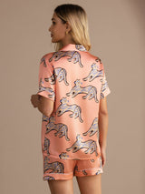 [Rosa Katt] SilkSilky-NO Short Sleeve Lapel Collar Pyjamas for Kvinner 002