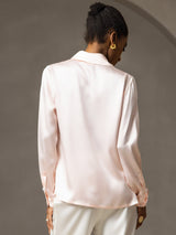 [Rosa] SilkSilky-NO Long Sleeve Lapel Collar Skjorte for Kvinner 002