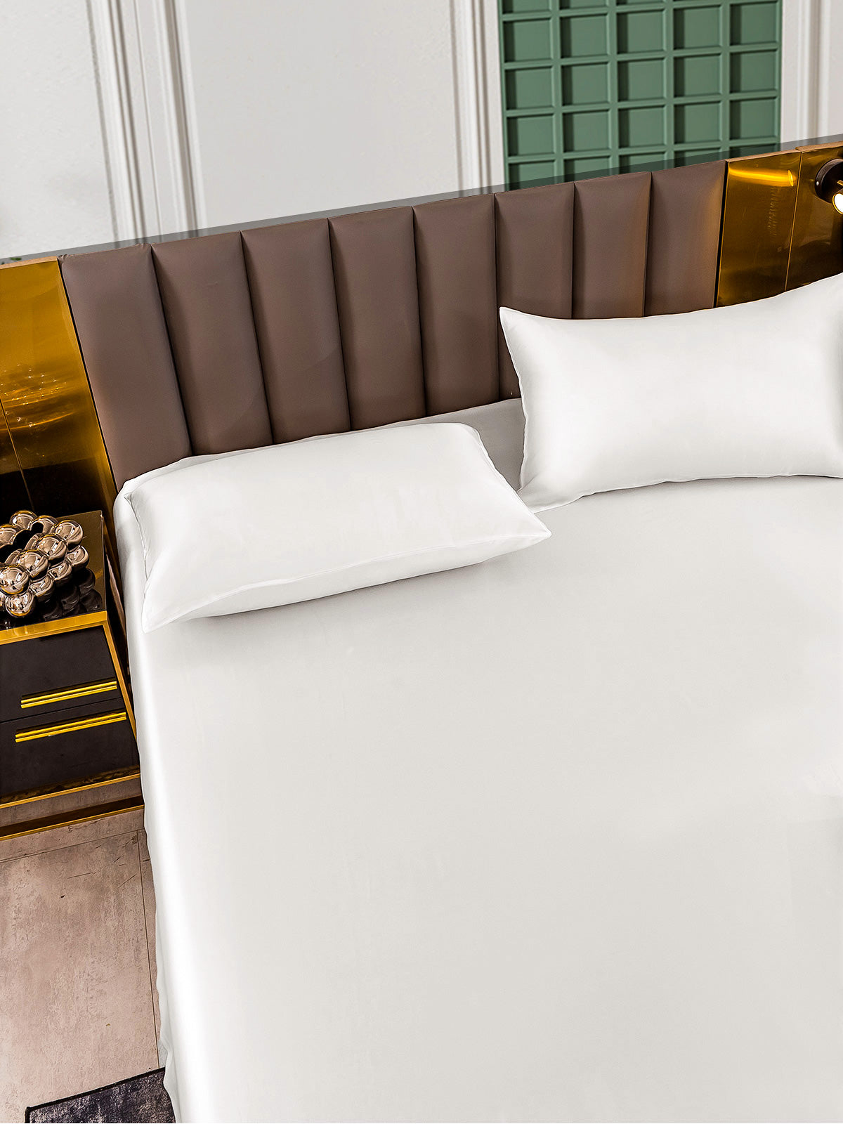 [Hvit] SilkSilky-NO 25Momme Bedding Set 005