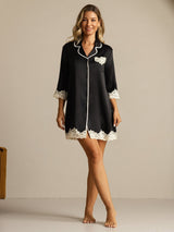 [Svart] SilkSilky-NO Silke Nightshirt 006