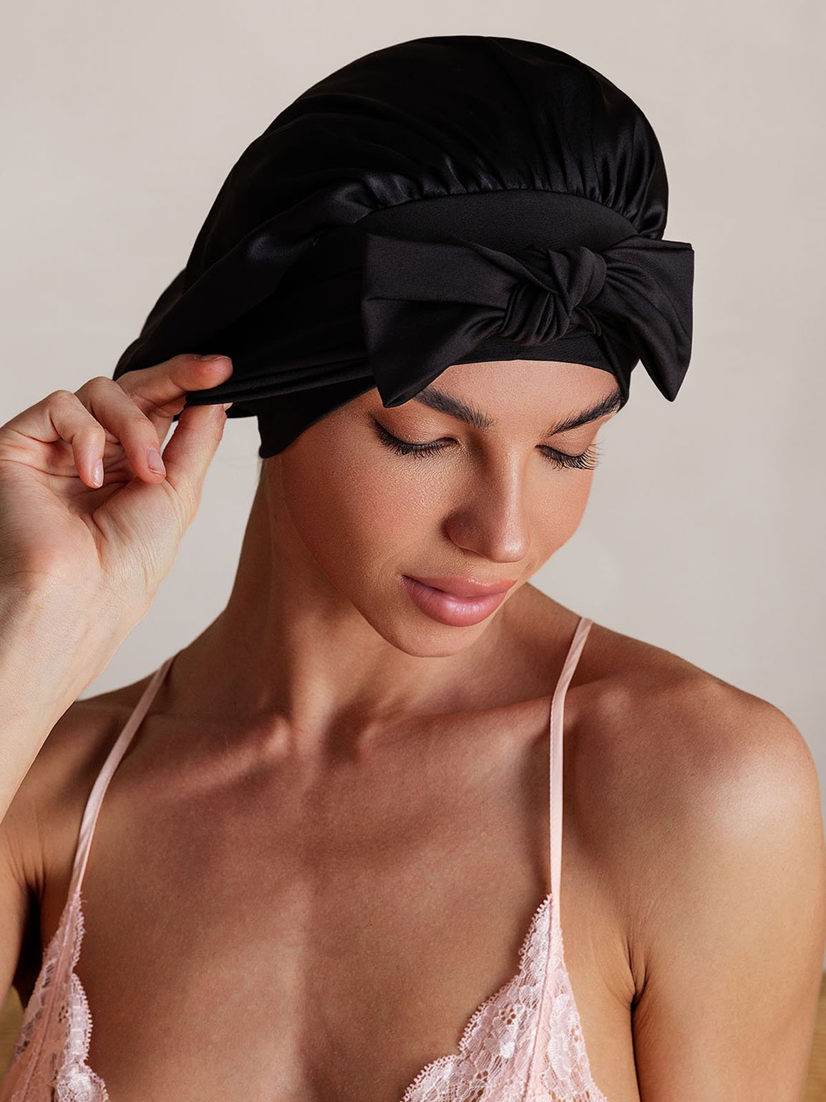 SilkSilky-NO Silke Sleep Cap Svart 006