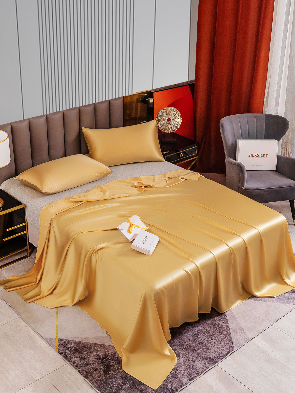 [Champagne] SilkSilky-NO 22Momme Bedding Set 002