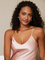 [Rosa] SilkSilky-NO Spaghetti Strap V Neck Nattkjole 006