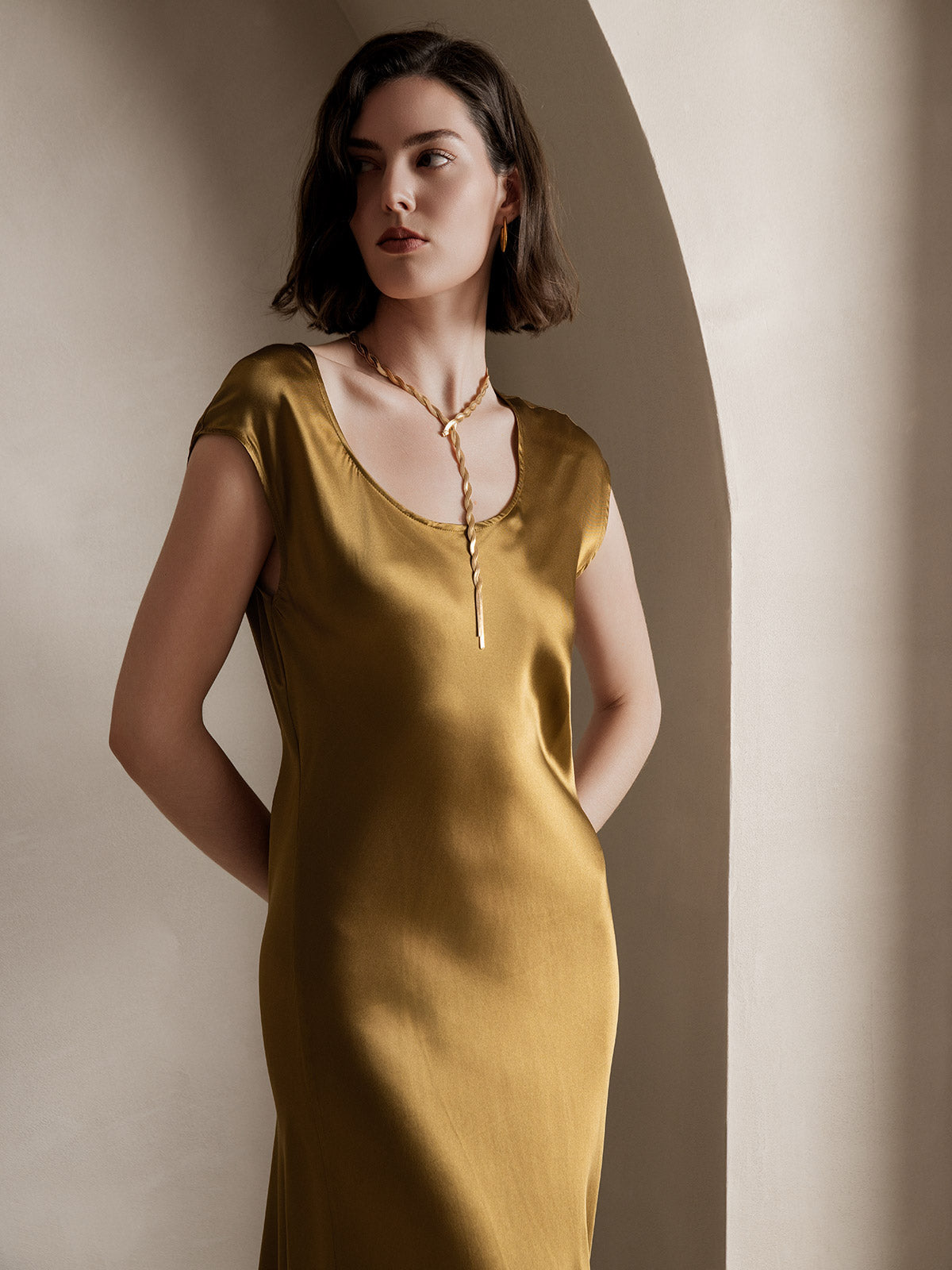 [Brun] SilkSilky-NO 19Momme Silke Dress 003