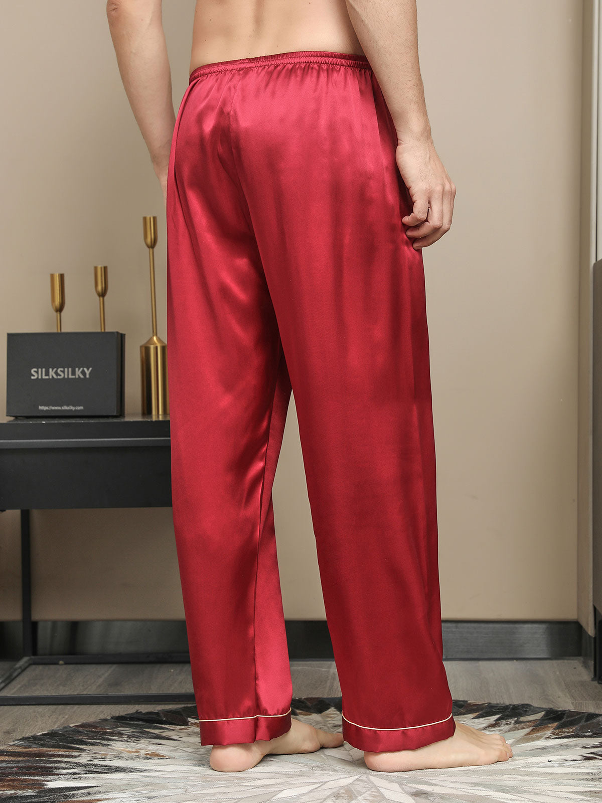 [Rød] SilkSilky-NO Mens Sleep Bottoms 002