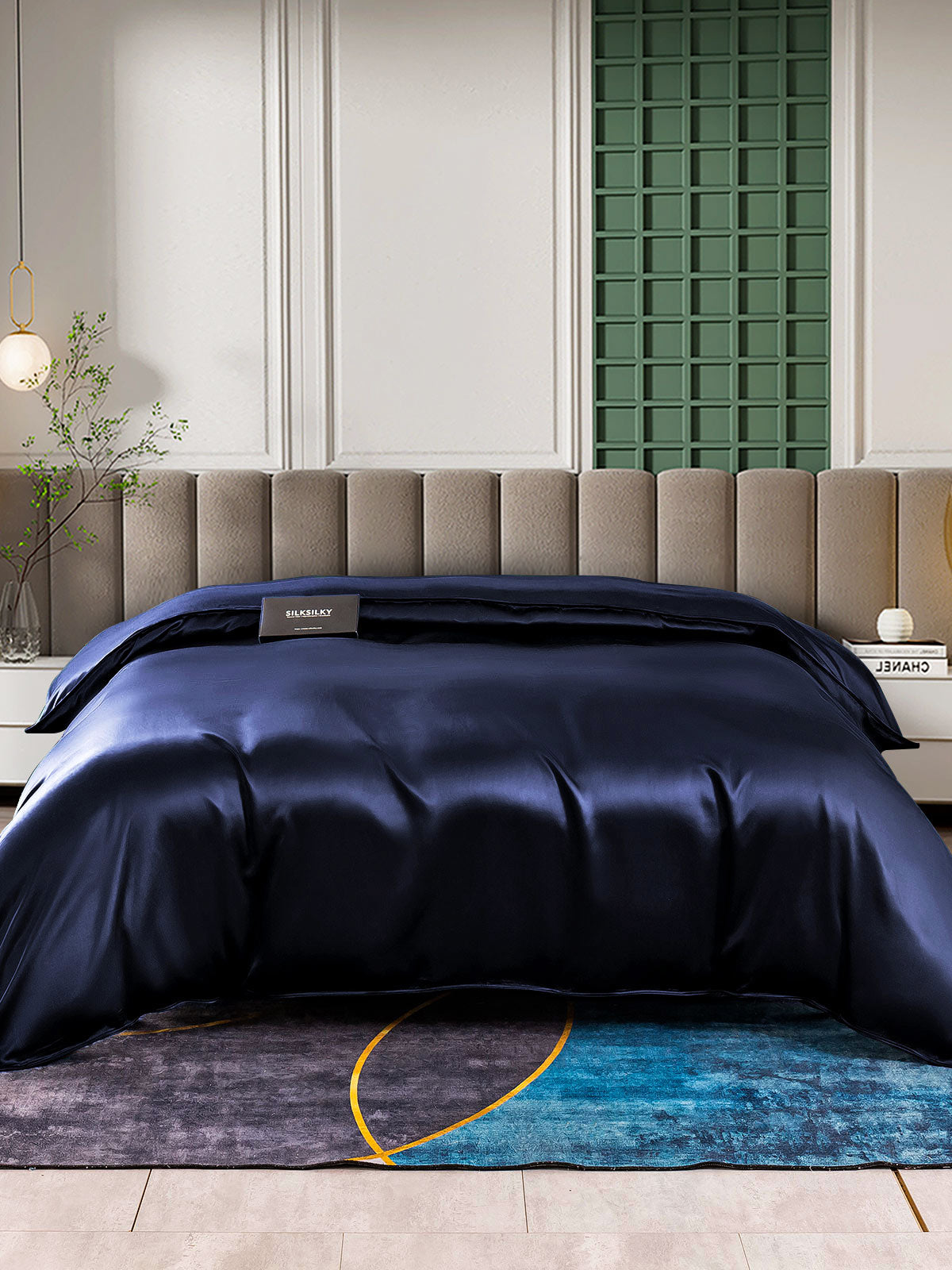 [Mørke blå] SilkSilky-NO 25Momme Duvet Cover 001
