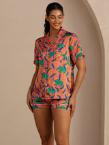 [Leireelefant] SilkSilky-NO Short Sleeve Lapel Collar Pyjamas for Kvinner 004