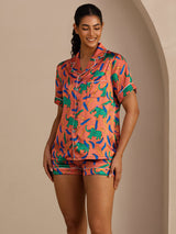 [Leireelefant] SilkSilky-NO Short Sleeve Lapel Collar Pyjamas for Kvinner 004