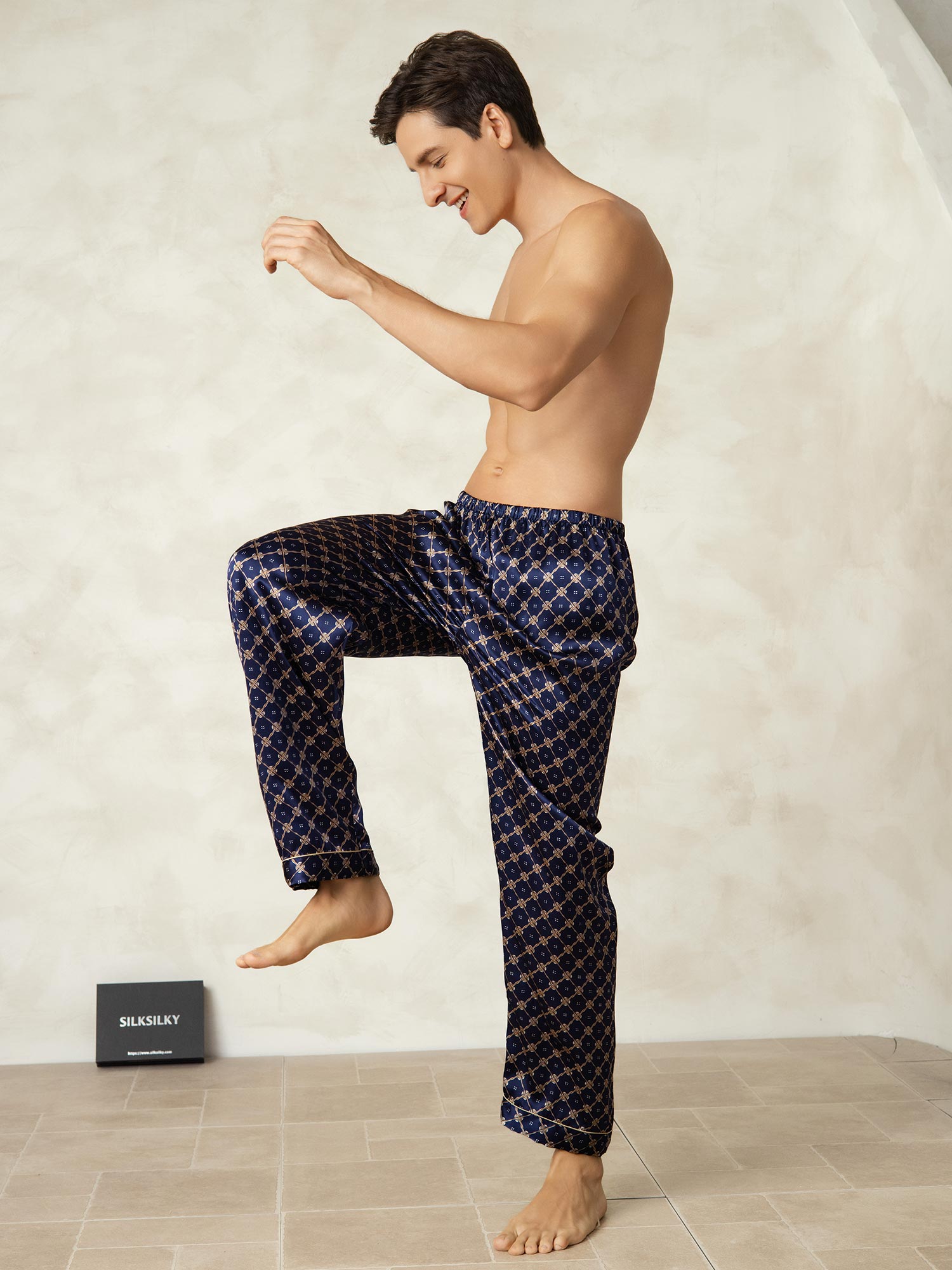 [Marine Kjede] SilkSilky-NO Mens Sleep Bottoms 005