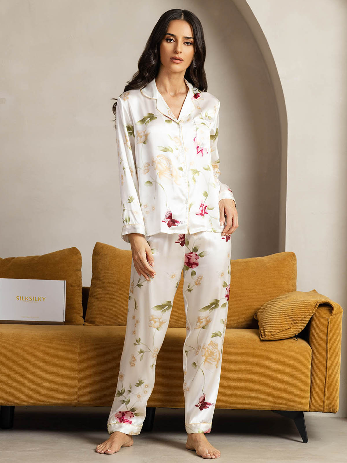 [Elfenbensblomst] SilkSilky-NO Womens Pajamas 003