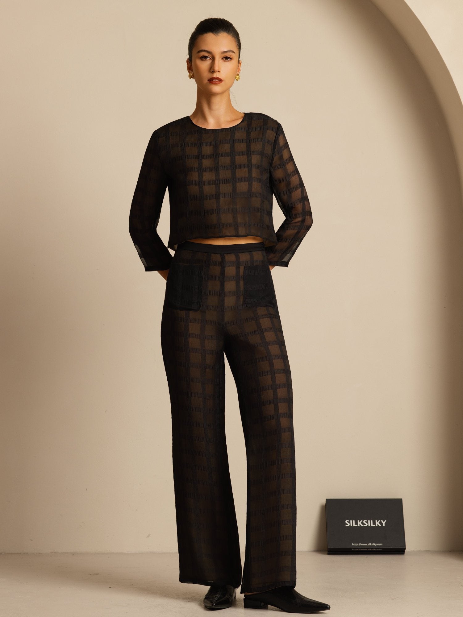 [Svart] SilkSilky-NO Womens Pants 007