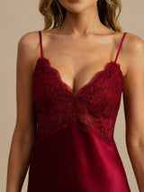 [Vin] SilkSilky-NO Spaghetti Strap Deep V Neck Nattkjole 004