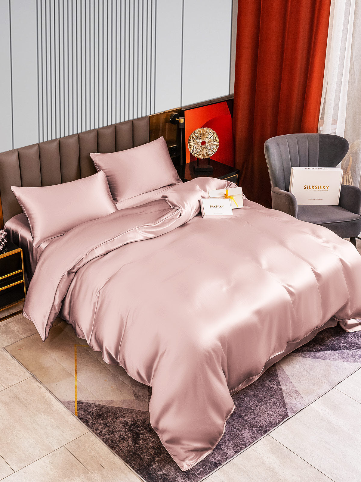 [Blek Mauve] SilkSilky-NO 22Momme Bedding Set 003