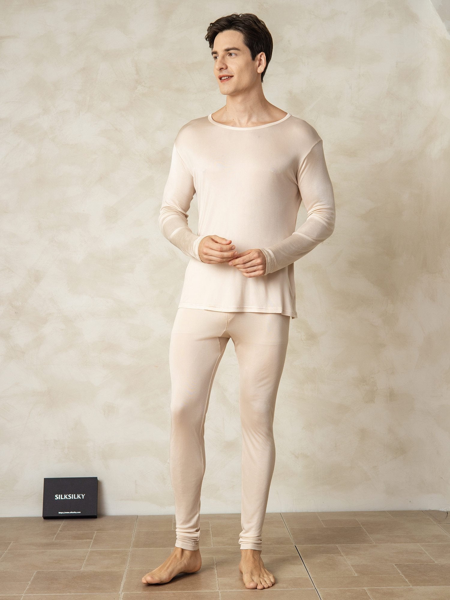 [Tan] SilkSilky-NO Silke Mens Pajamas 001