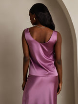 [Mørklilla] SilkSilky-NO Sleeveless V Neck Camisole Topp 002