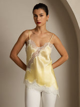 [Lys Gul] SilkSilky-NO Spaghetti Strap V Neck Camisole Topp 001