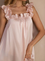 [Rosa] SilkSilky-NO Sleeveless Square Neck Nattkjole 003