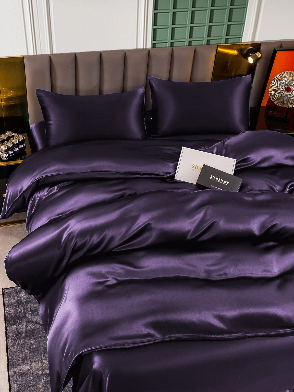 [Mørklilla] SilkSilky-NO 25Momme Bedding Set 004