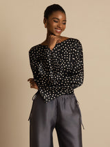 [Prikkete] SilkSilky-NO 19Momme Silke Bell Sleeve Blouse 003