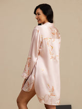[Rosa] SilkSilky-NO Long Sleeve Lapel Collar Soveskjorte 002