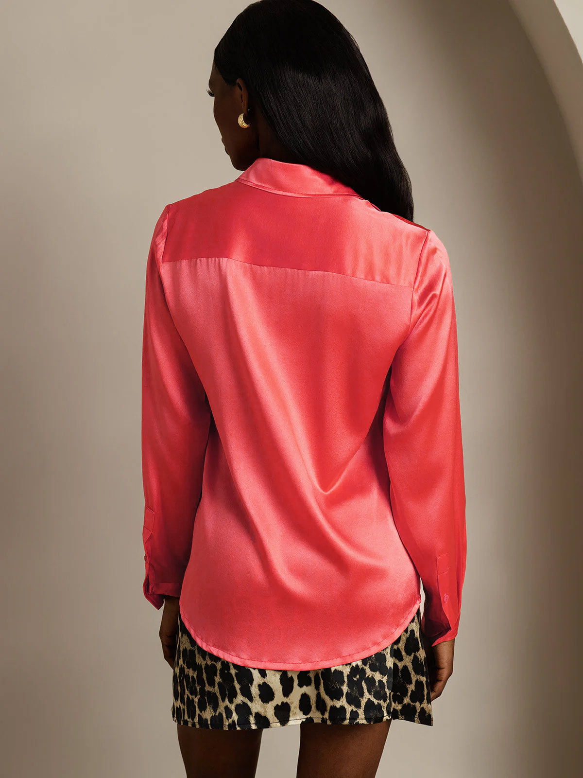 SilkSilky-NO 19Momme Silke Womens Shirt KeiserligRød 002