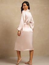 [Rosa] SilkSilky-NO Long Sleeve Morgenkåpe for Kvinner 002