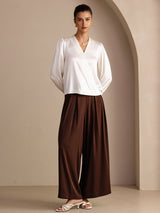 [Hvit] SilkSilky-NO Long Sleeve Wrap Damebluser 006