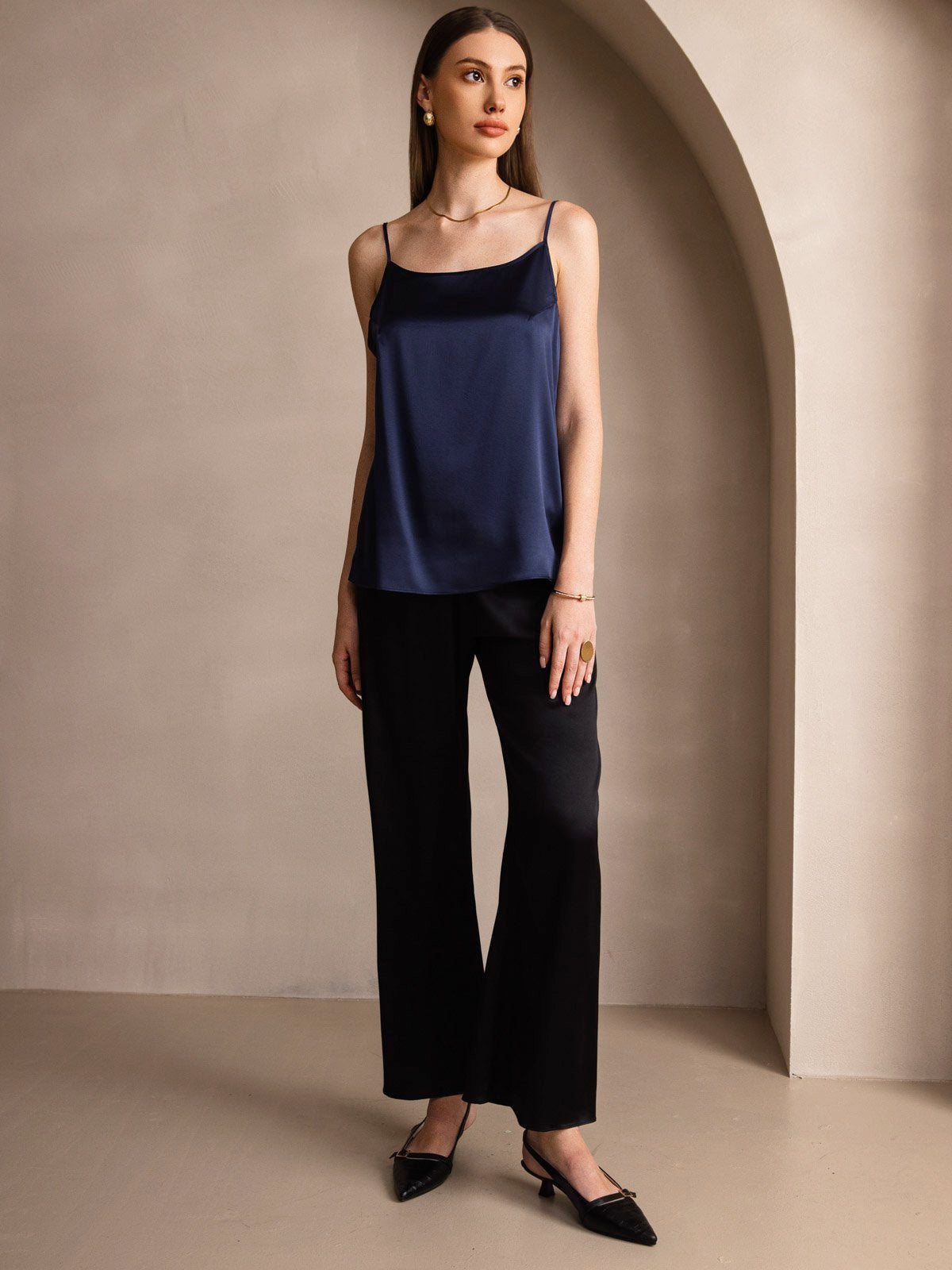 [Mørke blå] SilkSilky-NO 19Momme Silke Camisoles 006