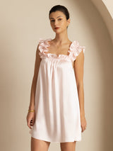 [Rosa] SilkSilky-NO Sleeveless Square Neck Nattkjole 006