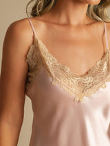 [Rosa] SilkSilky-NO Spaghetti Strap V Neck Nattkjole 004