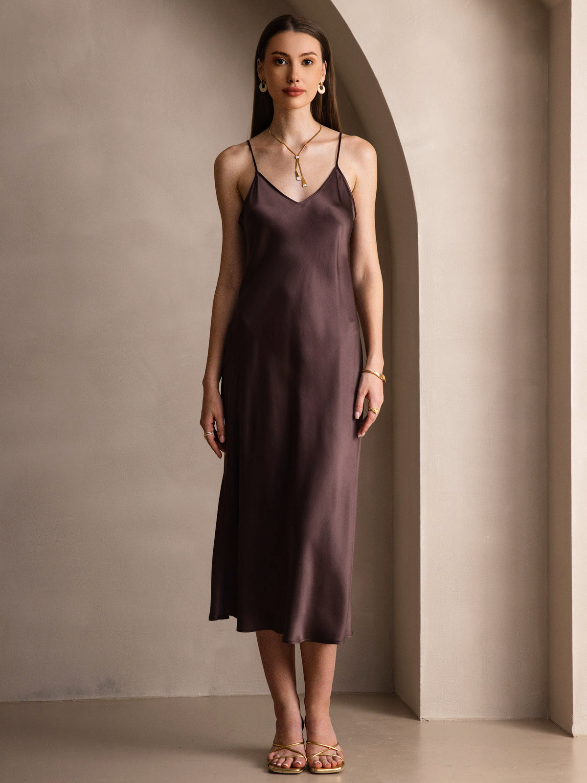 [Kaffe] SilkSilky-NO Pure Silk Sleeveless Round Neck Kjole 001