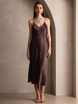 [Kaffe] SilkSilky-NO Spaghetti Strap V Neck Kjole 001