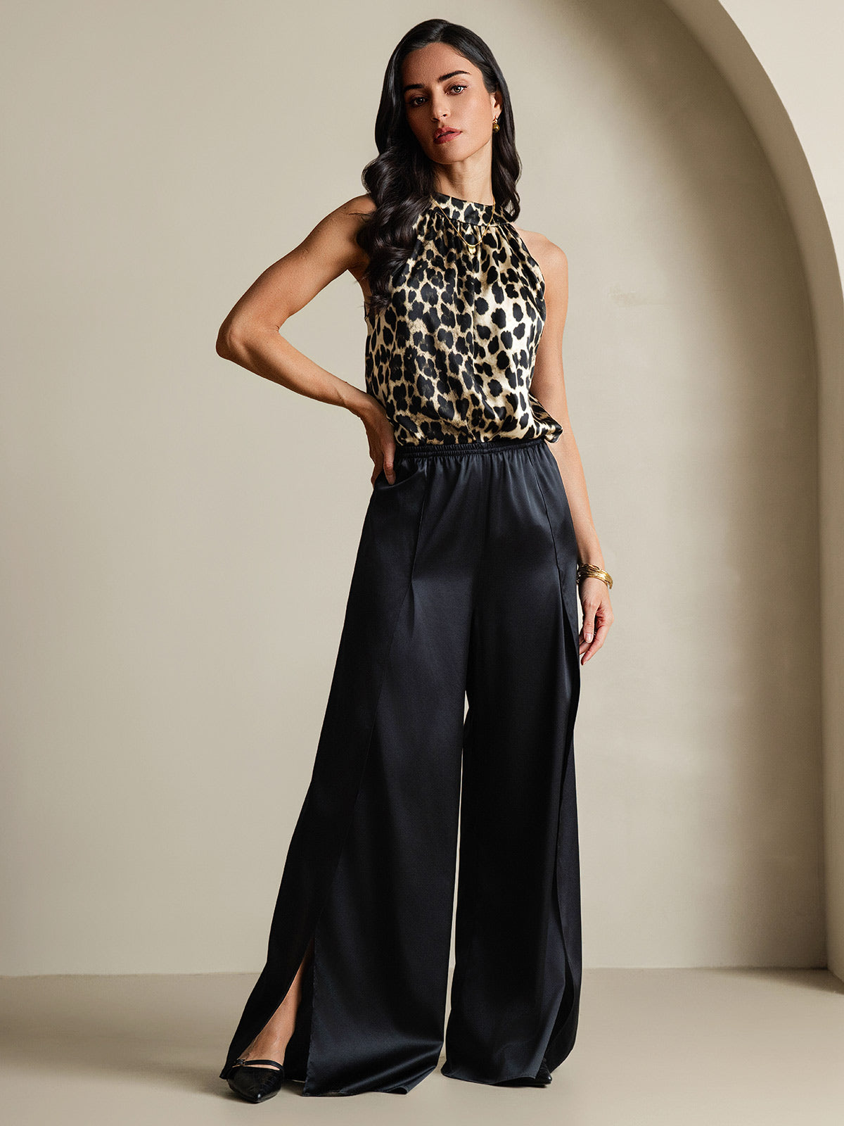 [Leopard] SilkSilky-NO 19Momme Silke Womens T-Shirt 007