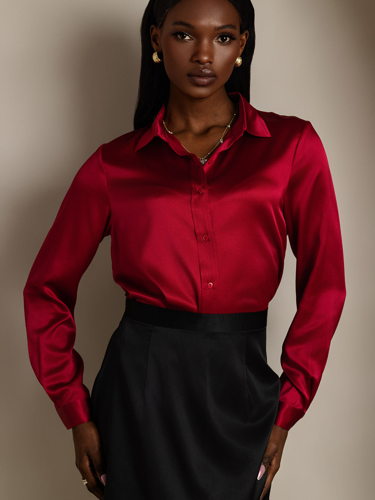 SilkSilky-NO 19Momme Silke Womens Shirt Vin 005