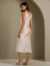 [Beige] SilkSilky-NO Sleeveless Kjole 002