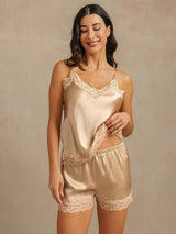 [Champagne] SilkSilky-NO Spaghetti Strap V Neck Camisole sett 001