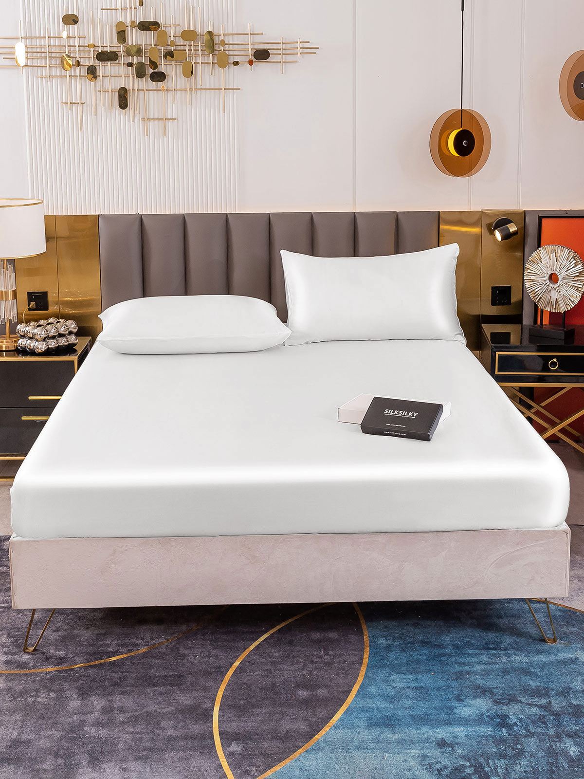 [Hvit] SilkSilky-NO 19Momme Bedding Set 002