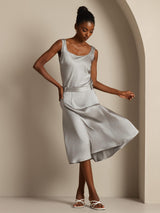 [Griffin Grå] SilkSilky-NO 19Momme Ermeløs Dyp Rund Halsutringning Camisole Topp 006