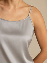 [Griffin Grå] SilkSilky-NO 19Momme Spaghetti Stropp Dyp Rund Halsutringning Camisole Topp 004