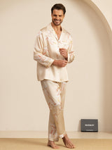 [Champagne] SilkSilky-NO Long Sleeve Notch Collar Pyjamas for menn 004