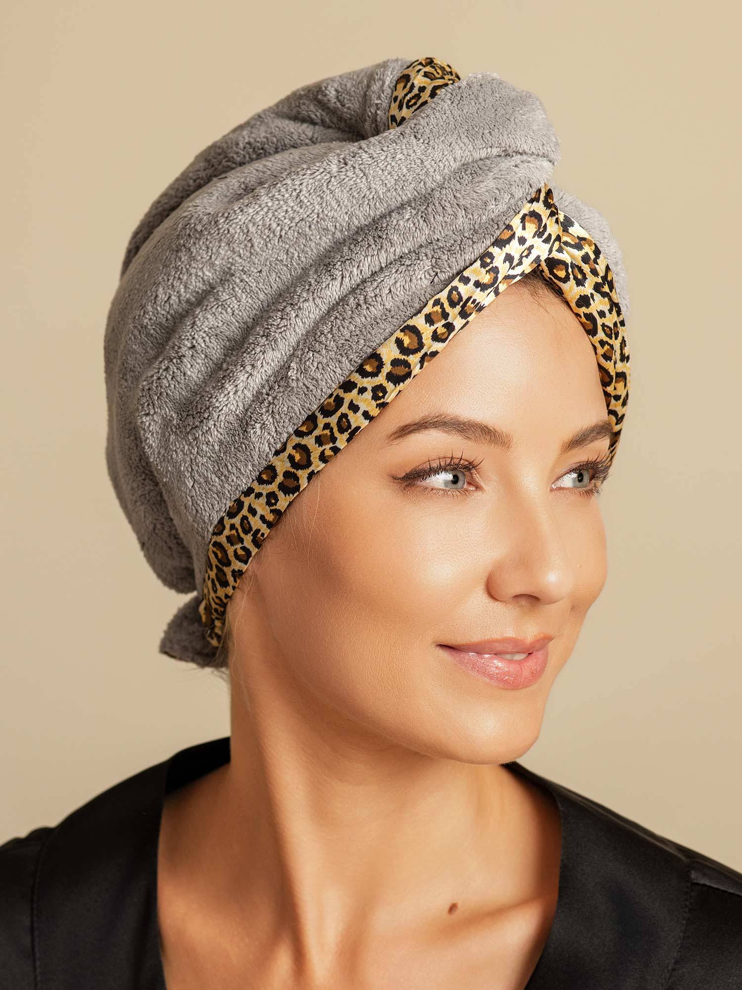 [Leopard] SilkSilky-NO Silke Hair Towel Wrap 007,