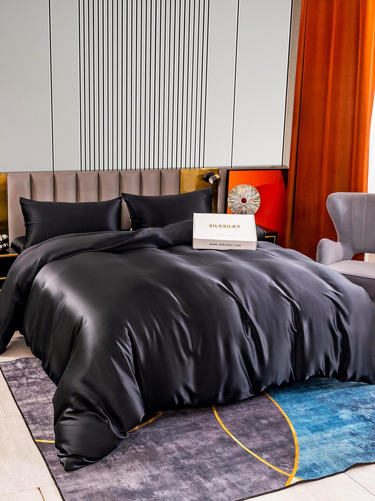 [Svart] SilkSilky-NO 22Momme Bedding Set 002