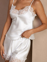 [Hvit] SilkSilky-NO Spaghetti Strap V Neck Camisole sett 004