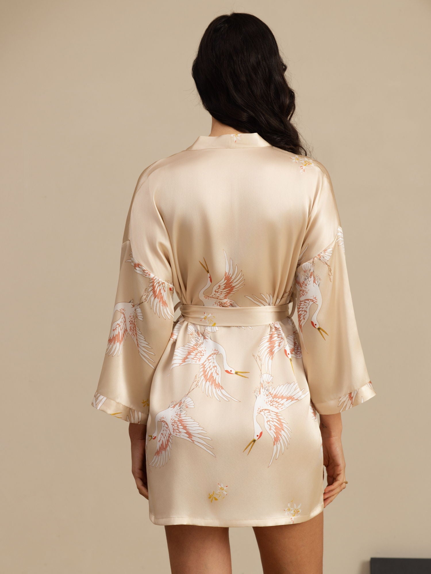 [Champagne] SilkSilky-NO Morgenkåpe for Kvinner 002