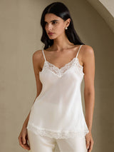 [Hvit] SilkSilky-NO V Neck Camisole Topp 001