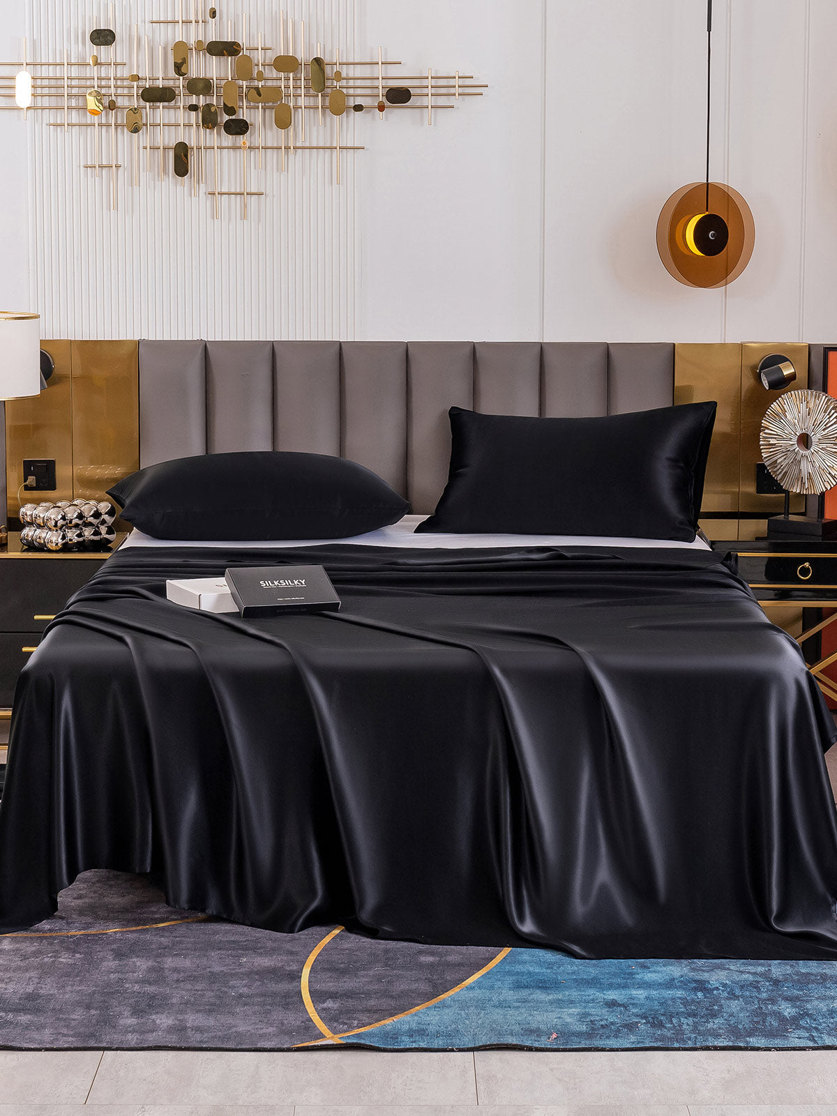 [Svart] SilkSilky-NO 19Momme Bedding Set 002
