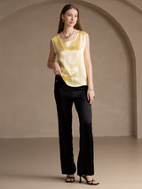 [Lys Gul] SilkSilky-NO Sleeveless Round Neck Camisole Topp 006