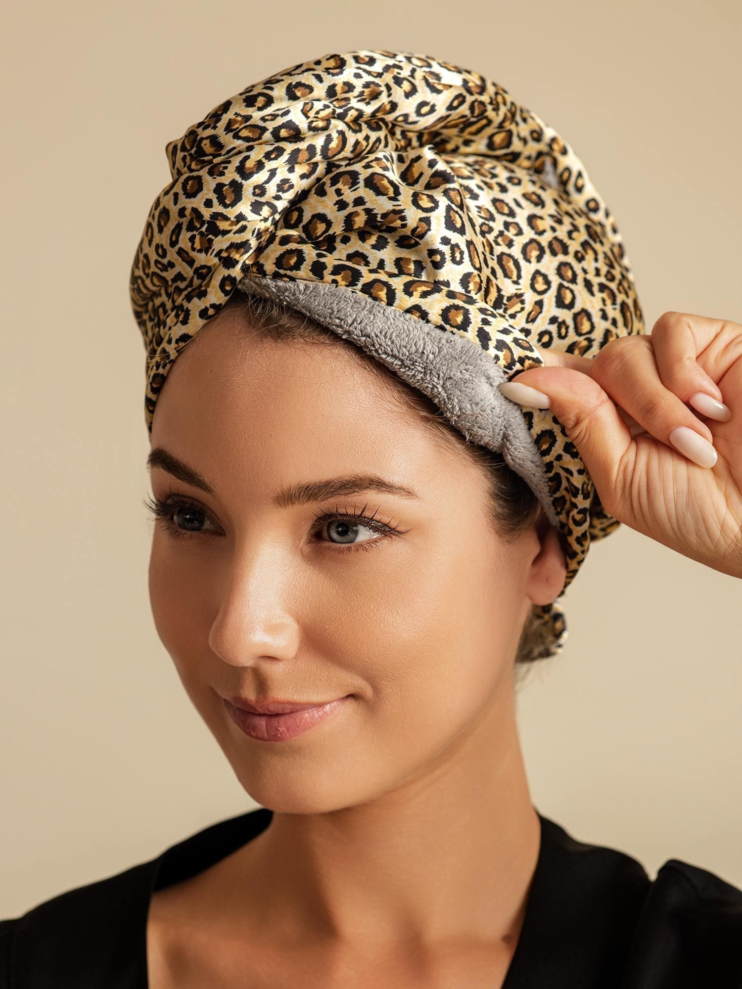 [Leopard] SilkSilky-NO Silke Hair Towel Wrap 003,