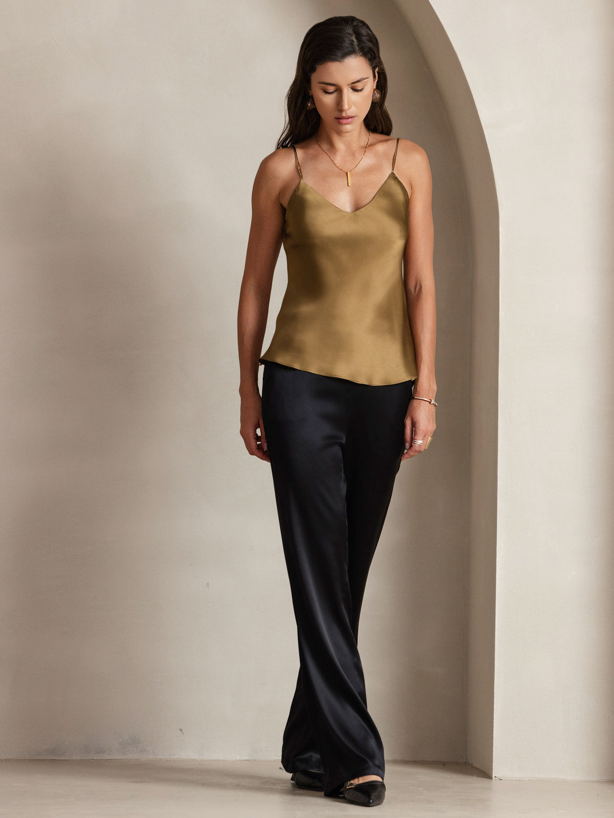 [Kaffe] SilkSilky-NO V-Hals Camisole Topp 003